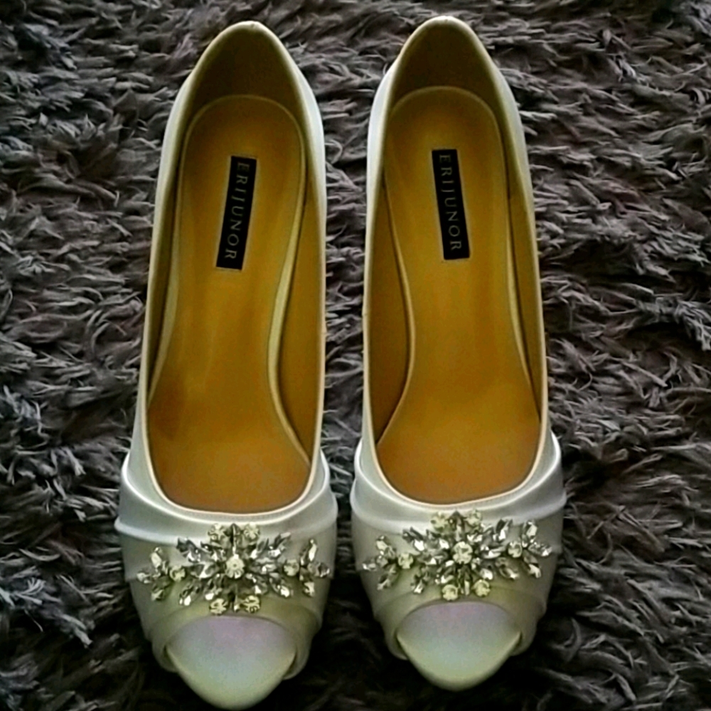 White Satin Heels
